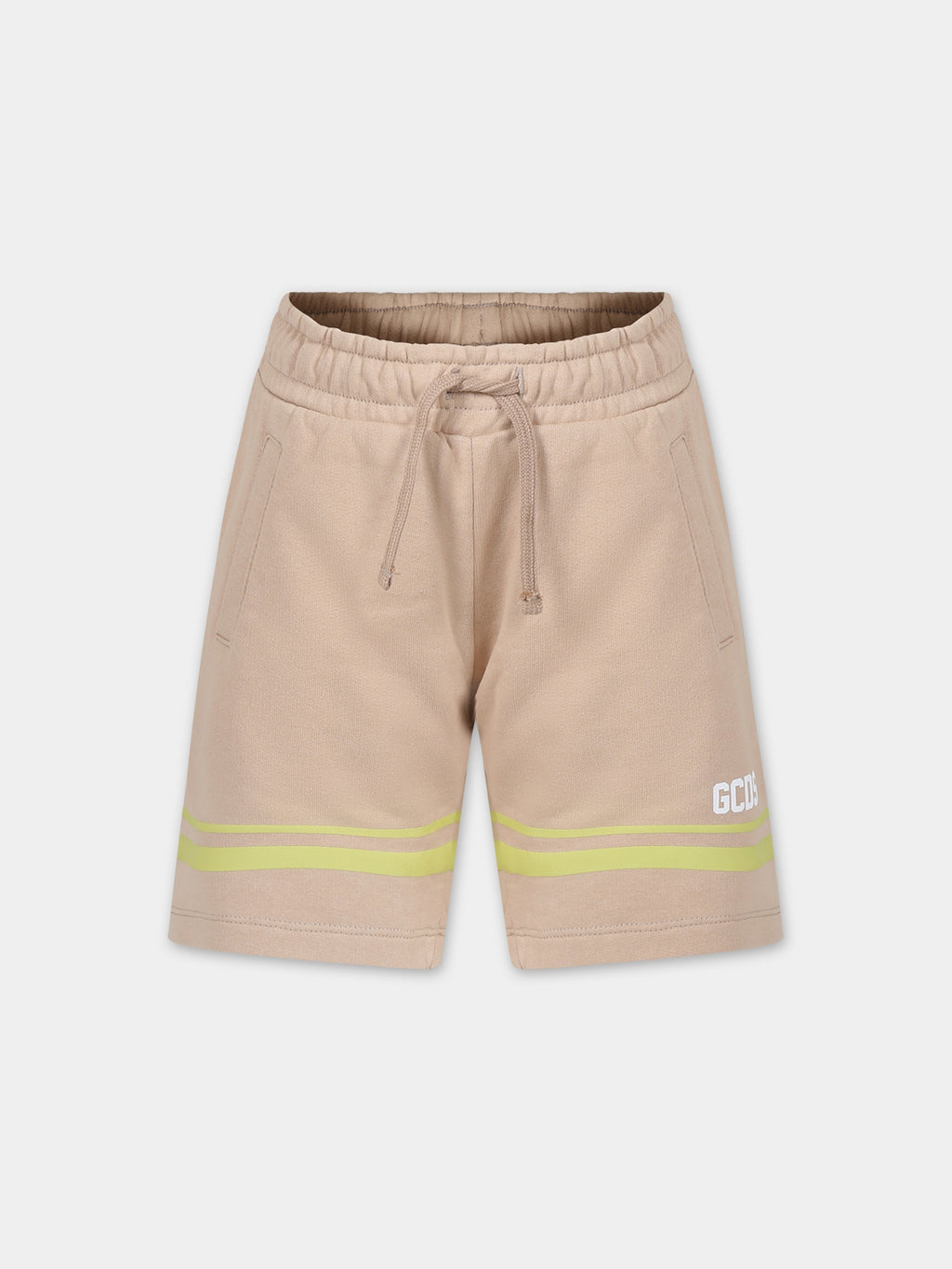 Beigesports shorts for boy with logo